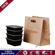 Take Away Food Packaging Bags with Handle Kraft Paper Bag with Die Cut Handle